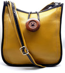 Light Weight Button Cross Body Messenger Handbag Mustard