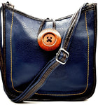 Light Weight Button Cross Body Messenger Handbag Navy