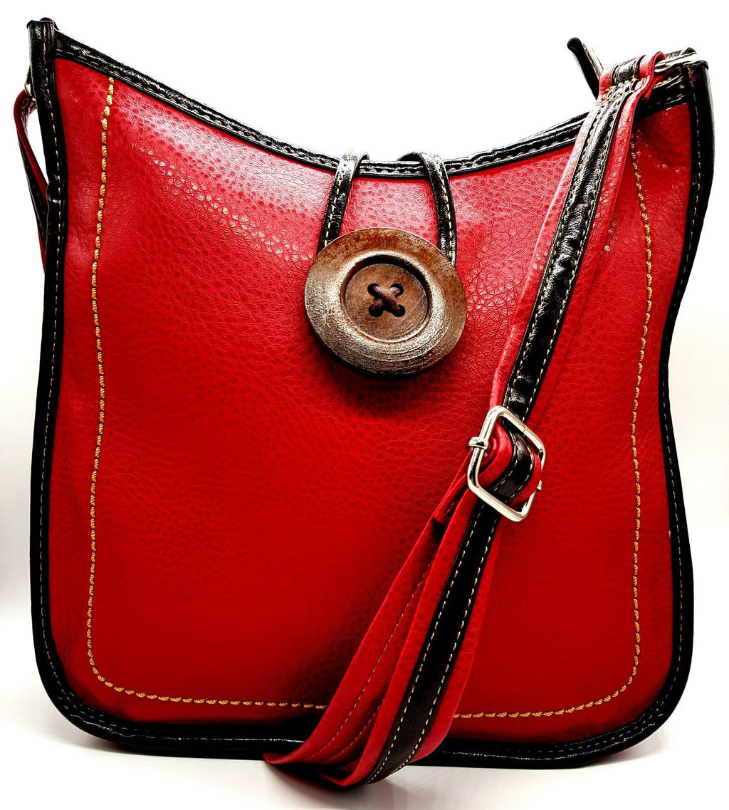 Light Weight Button Cross Body Messenger Handbag Red