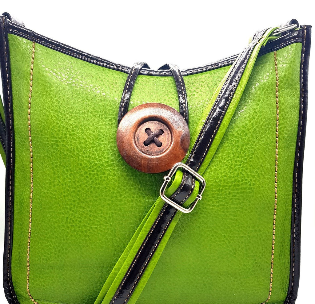 Light Weight Button Cross Body Messenger Handbag Green