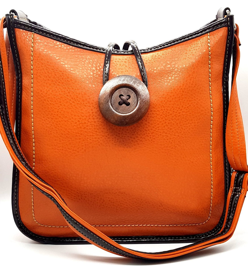 Light Weight Button Cross Body Messenger Handbag Orange