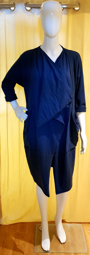 Made in Italy Can Be Worn 3 Different ways Cardigan / Wrap / Throw Navi Edition