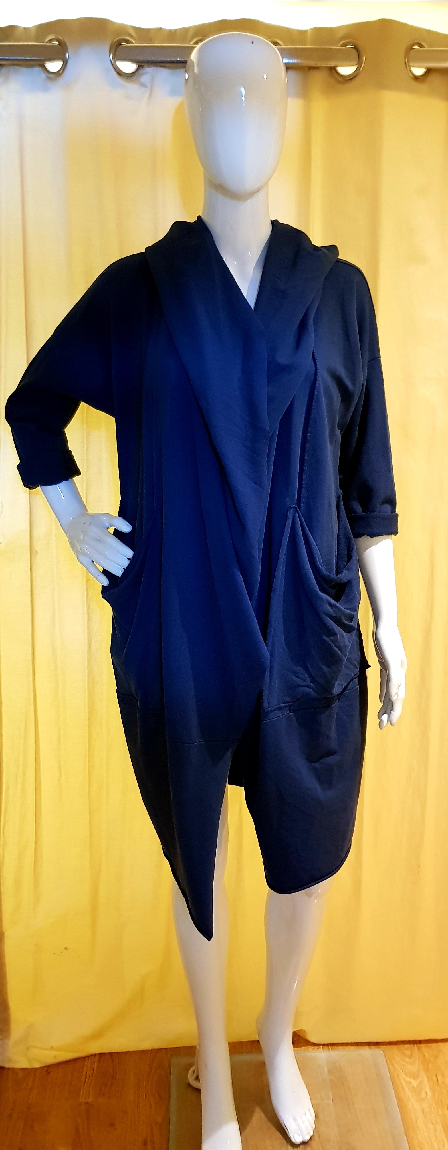 Made in Italy Can Be Worn 3 Different ways Cardigan / Wrap / Throw Navi Edition
