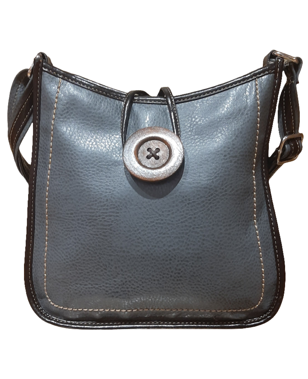 Light Weight Button Cross Body Messenger Handbag Dark Grey