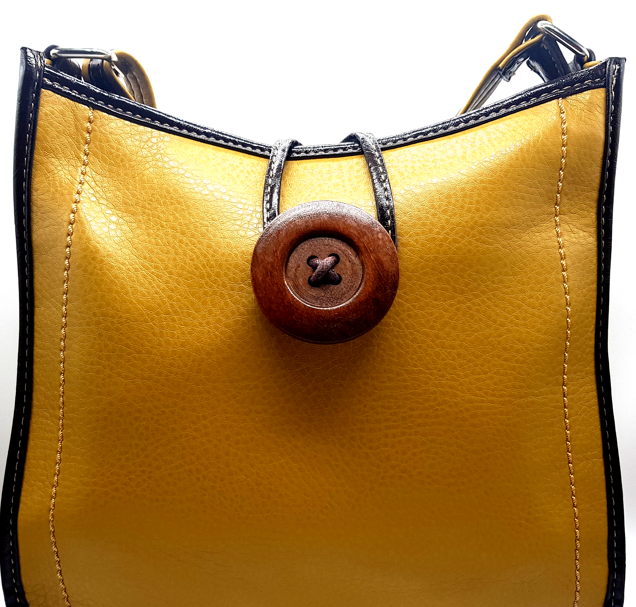 Light Weight Button Cross Body Messenger Handbag Mustard