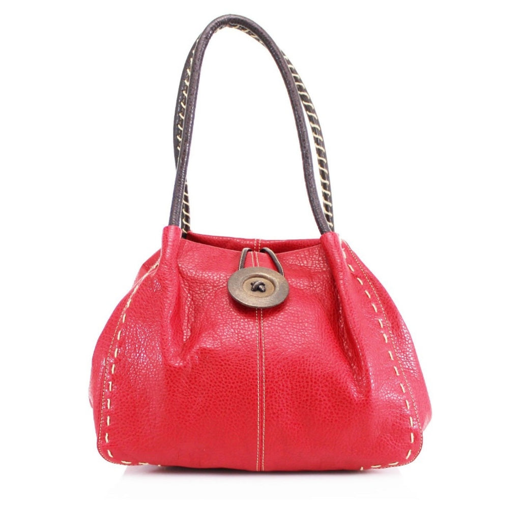 Button Handbag Red