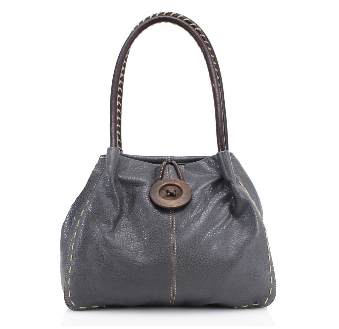 Button Handbag Dark Grey