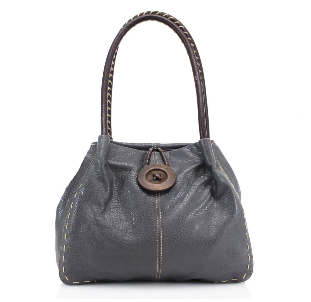 Button Handbag Dark Grey