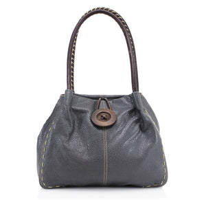 Button Handbag Dark Grey