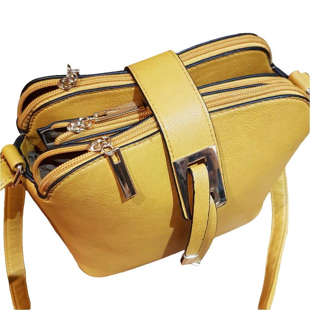 'Statement' Cross Body Messenger Handbag Yellow
