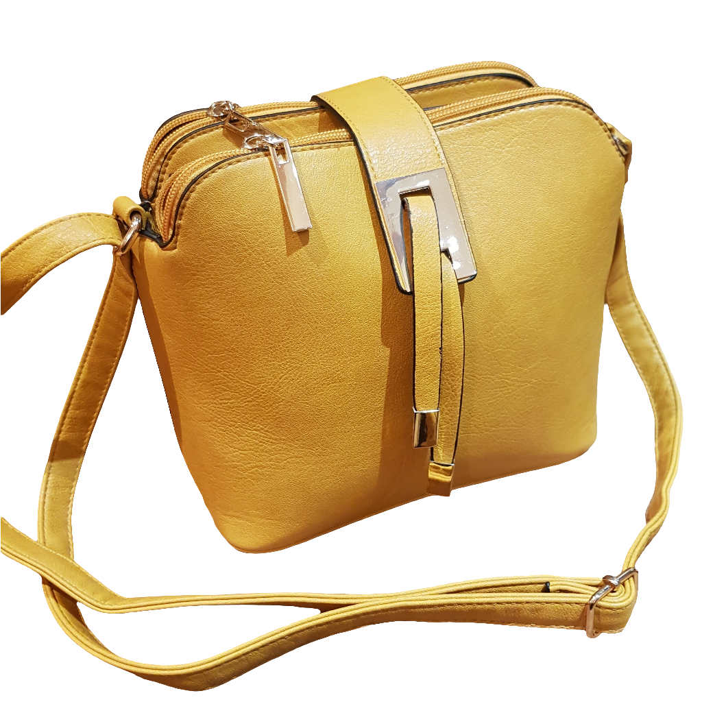 'Statement' Cross Body Messenger Handbag Yellow