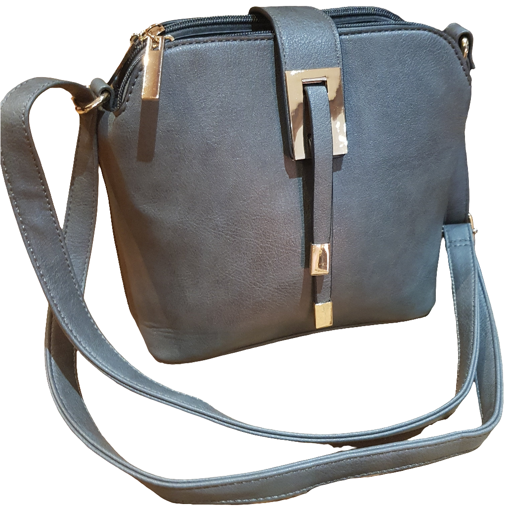 'Statement' Cross Body Messenger Handbag Slate Grey