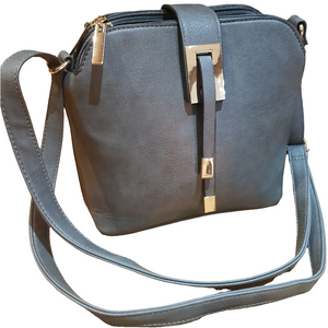 'Statement' Cross Body Messenger Handbag Slate Grey