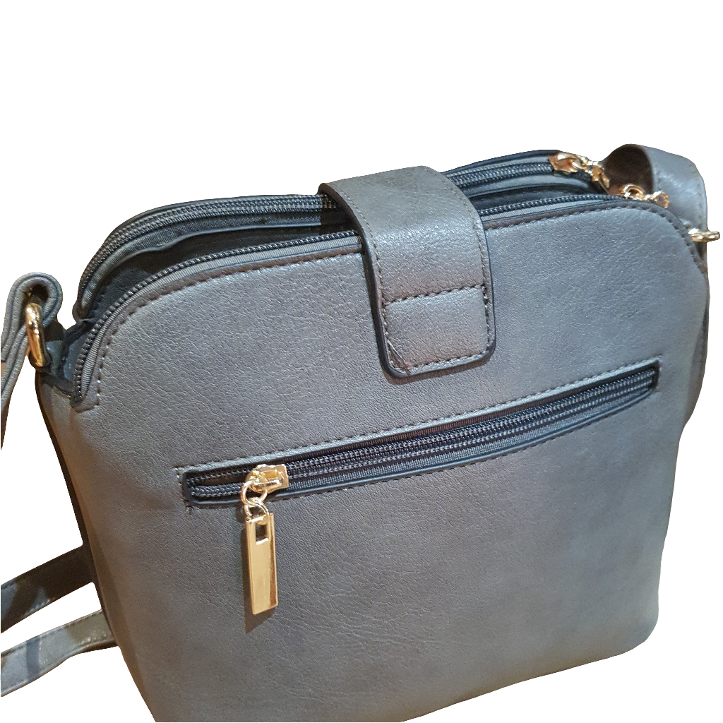 'Statement' Cross Body Messenger Handbag Slate Grey
