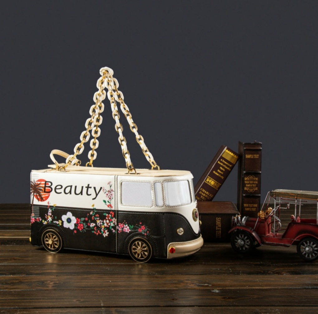 Quirky Bus / Camper Van Designed Handbag Black Edition