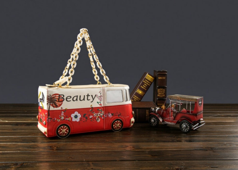 Quirky Bus / Camper Van Designed Handbag Red Edition