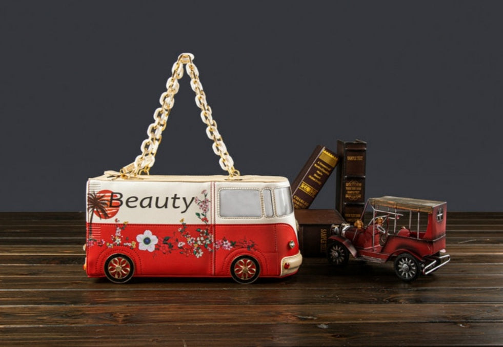 Quirky Bus / Camper Van Designed Handbag Red Edition