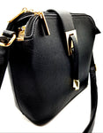 'Statement' Cross Body Messenger Handbag Black