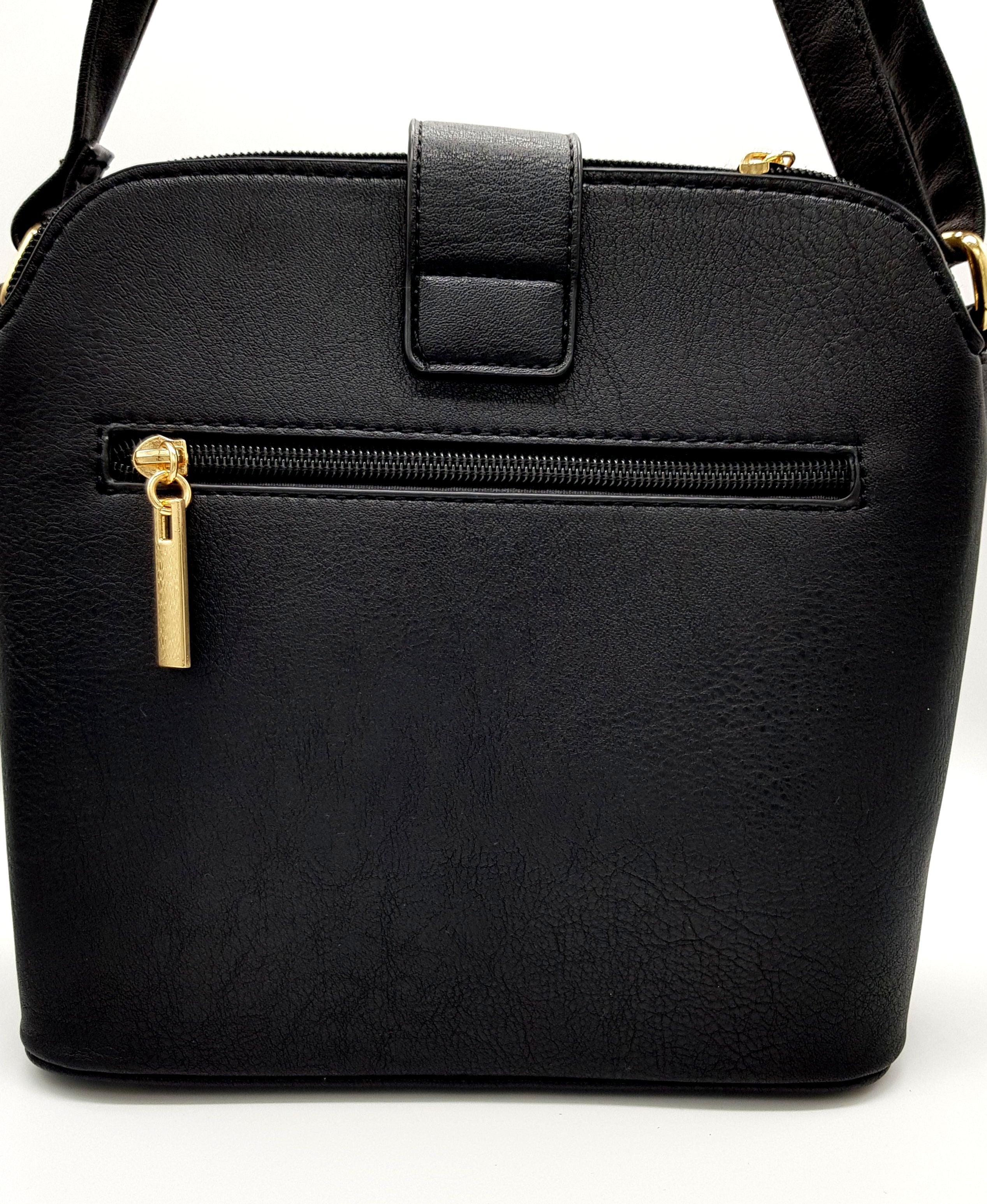 'Statement' Cross Body Messenger Handbag Black