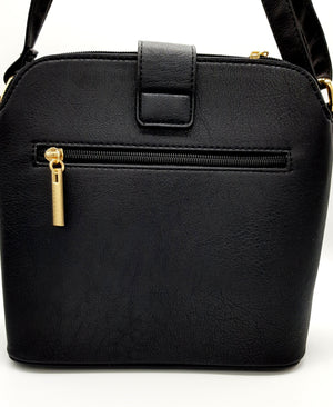 'Statement' Cross Body Messenger Handbag Black