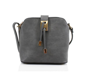 'Statement' Cross Body Messenger Handbag Slate Grey
